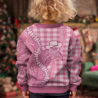 Pink Hawaii Palaka Cowboy Turtle Kid Ugly Christmas Sweater Hawaiian Paniolo Puakenikeni Maile Lei DT05 - Polynesian Pride