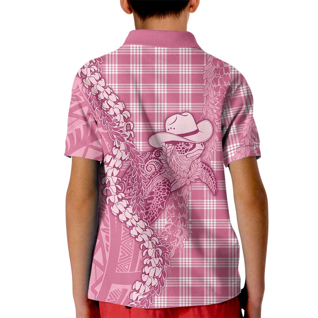 Pink Hawaii Palaka Cowboy Turtle Kid Polo Shirt Hawaiian Paniolo Puakenikeni Maile Lei DT05 - Polynesian Pride