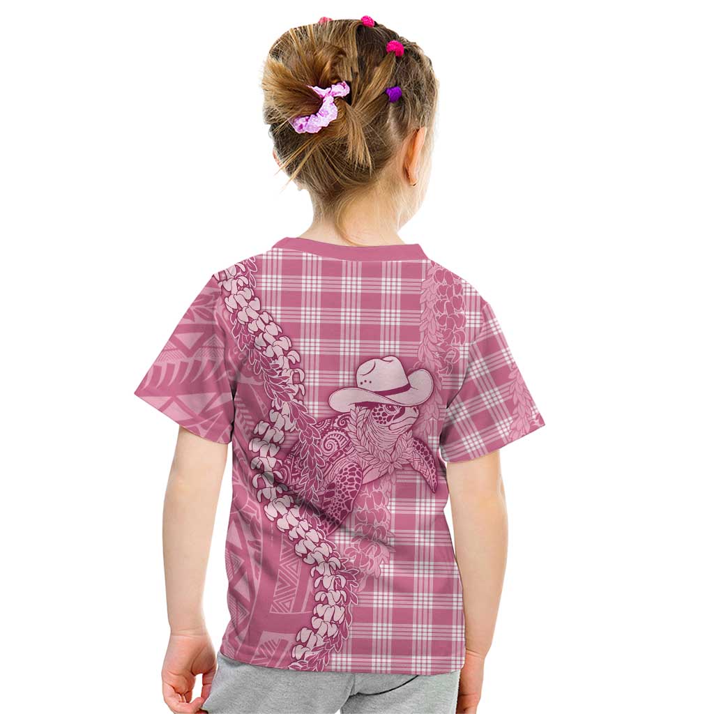 Pink Hawaii Palaka Cowboy Turtle Kid T Shirt Hawaiian Paniolo Puakenikeni Maile Lei DT05 - Polynesian Pride