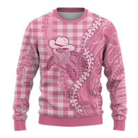 Pink Hawaii Palaka Cowboy Turtle Ugly Christmas Sweater Hawaiian Paniolo Puakenikeni Maile Lei DT05 - Polynesian Pride