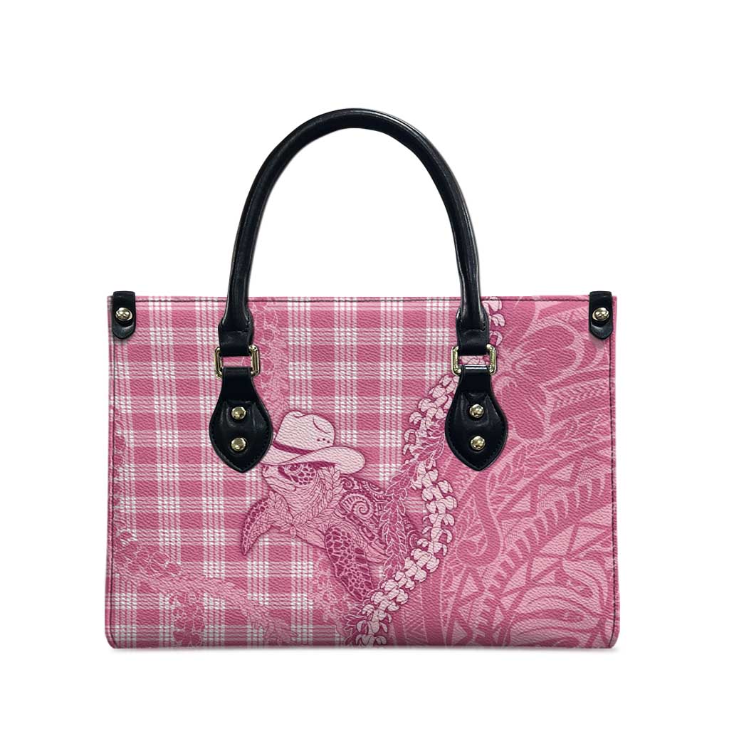 Pink Hawaii Palaka Cowboy Turtle Leather Bag Hawaiian Paniolo Puakenikeni Maile Lei DT05 - Polynesian Pride