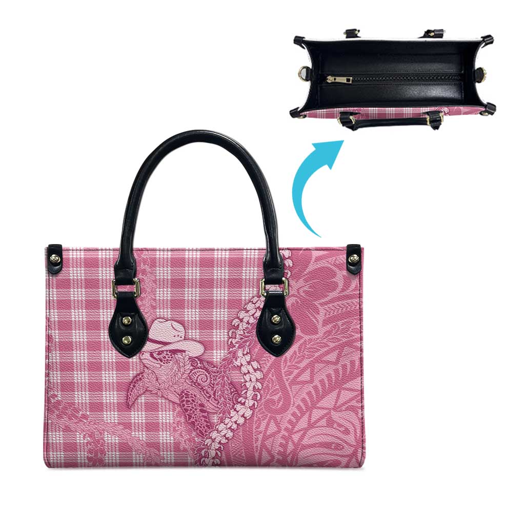 Pink Hawaii Palaka Cowboy Turtle Leather Bag Hawaiian Paniolo Puakenikeni Maile Lei DT05 - Polynesian Pride