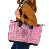 Pink Hawaii Palaka Cowboy Turtle Leather Tote Bag Hawaiian Paniolo Puakenikeni Maile Lei DT05 Pink - Polynesian Pride