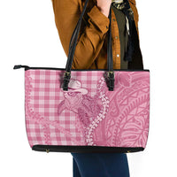 Pink Hawaii Palaka Cowboy Turtle Leather Tote Bag Hawaiian Paniolo Puakenikeni Maile Lei DT05 - Polynesian Pride