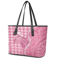 Pink Hawaii Palaka Cowboy Turtle Leather Tote Bag Hawaiian Paniolo Puakenikeni Maile Lei DT05 - Polynesian Pride