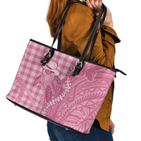 Pink Hawaii Palaka Cowboy Turtle Leather Tote Bag Hawaiian Paniolo Puakenikeni Maile Lei DT05 - Polynesian Pride