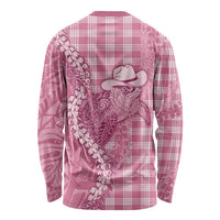 Pink Hawaii Palaka Cowboy Turtle Long Sleeve Shirt Hawaiian Paniolo Puakenikeni Maile Lei DT05 - Polynesian Pride