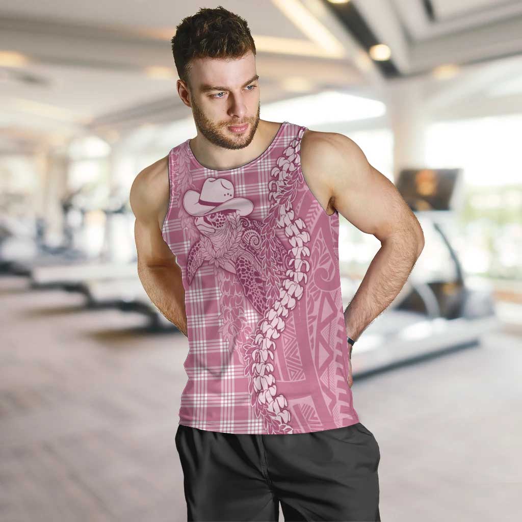 Pink Hawaii Palaka Cowboy Turtle Men Tank Top Hawaiian Paniolo Puakenikeni Maile Lei DT05 Pink - Polynesian Pride