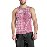 Pink Hawaii Palaka Cowboy Turtle Men Tank Top Hawaiian Paniolo Puakenikeni Maile Lei DT05 - Polynesian Pride