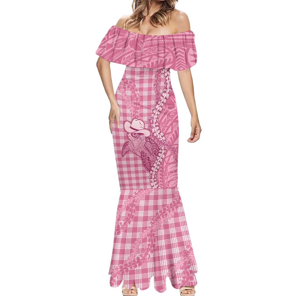 Pink Hawaii Palaka Cowboy Turtle Mermaid Dress Hawaiian Paniolo Puakenikeni Maile Lei DT05 - Polynesian Pride