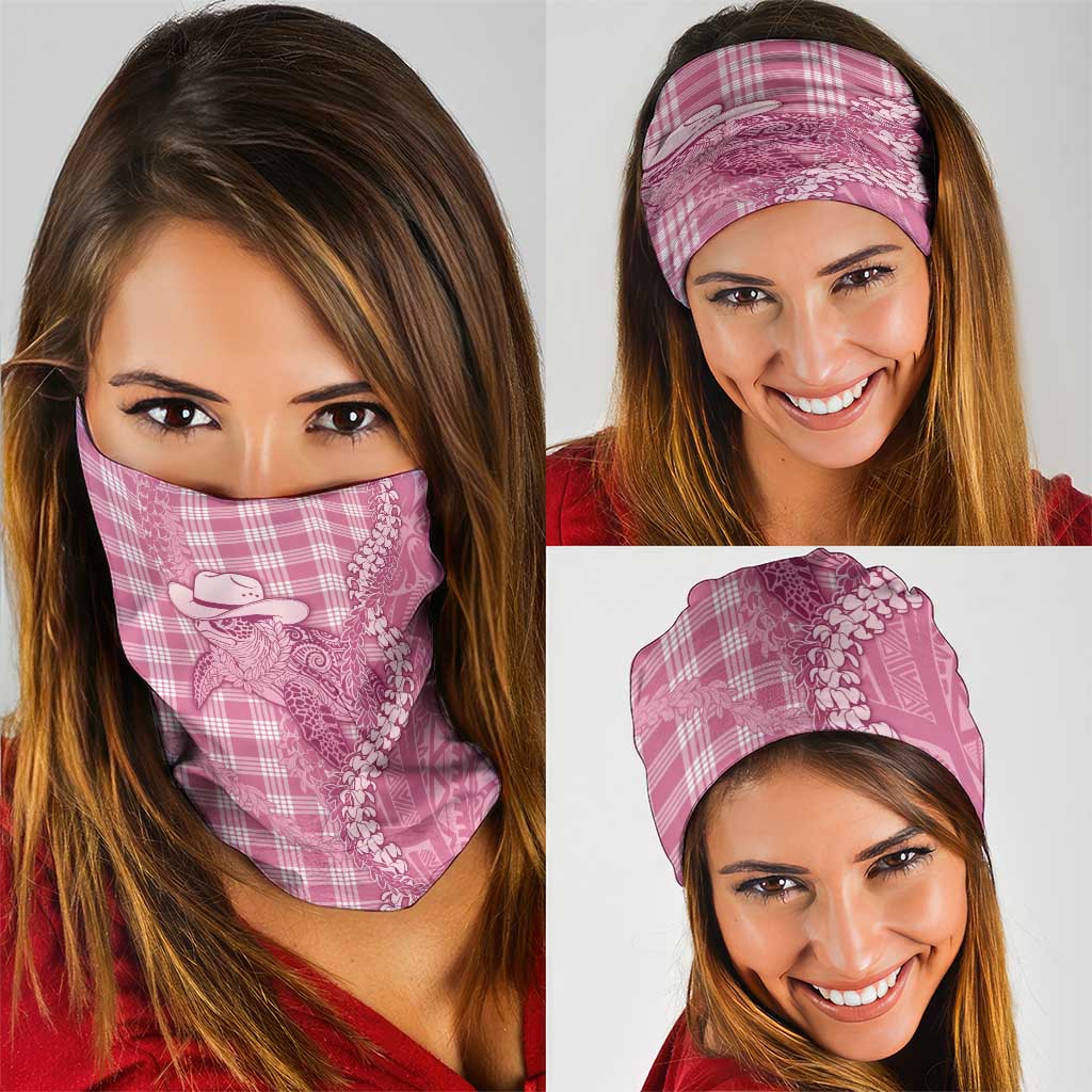 Pink Hawaii Palaka Cowboy Turtle Neck Gaiter Hawaiian Paniolo Puakenikeni Maile Lei DT05 - Polynesian Pride