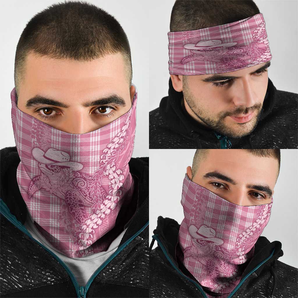 Pink Hawaii Palaka Cowboy Turtle Neck Gaiter Hawaiian Paniolo Puakenikeni Maile Lei DT05 - Polynesian Pride
