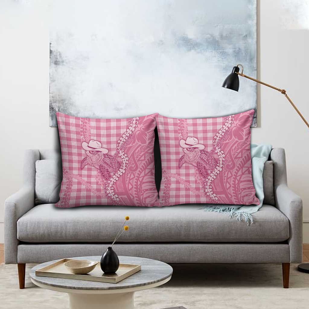 Pink Hawaii Palaka Cowboy Turtle Pillow Cover Hawaiian Paniolo Puakenikeni Maile Lei DT05 - Polynesian Pride
