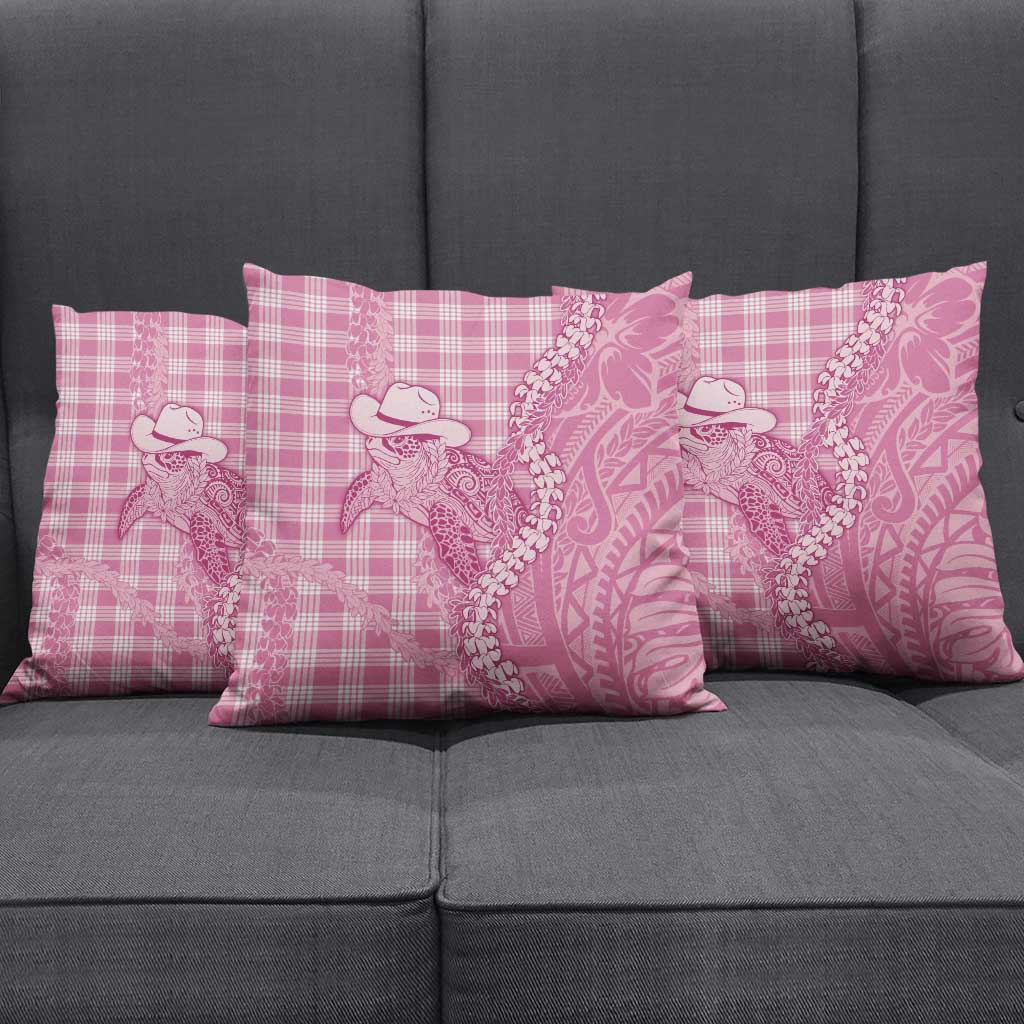 Pink Hawaii Palaka Cowboy Turtle Pillow Cover Hawaiian Paniolo Puakenikeni Maile Lei DT05 - Polynesian Pride