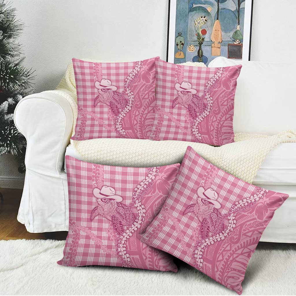 Pink Hawaii Palaka Cowboy Turtle Pillow Cover Hawaiian Paniolo Puakenikeni Maile Lei DT05 - Polynesian Pride