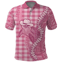 Pink Hawaii Palaka Cowboy Turtle Polo Shirt Hawaiian Paniolo Puakenikeni Maile Lei DT05 Pink - Polynesian Pride