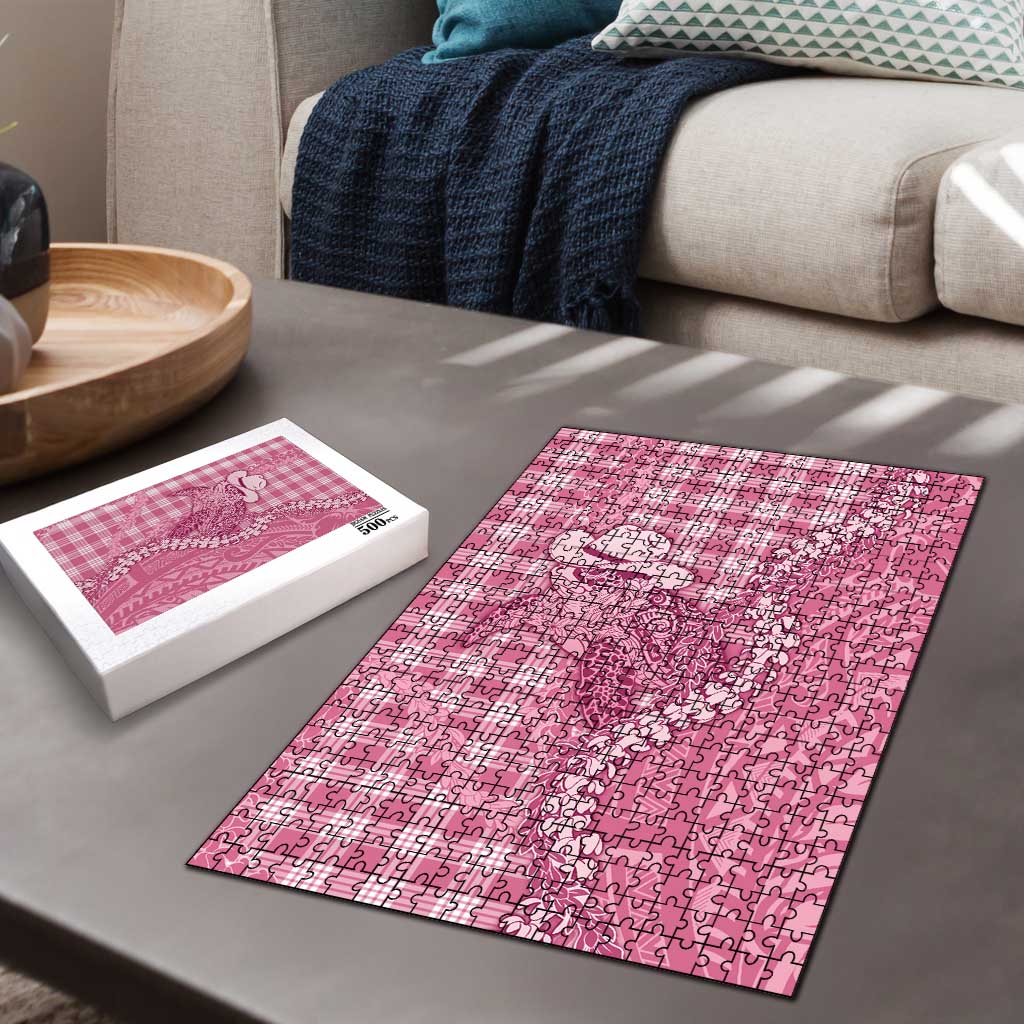 Pink Hawaii Palaka Cowboy Turtle Puzzle Hawaiian Paniolo Puakenikeni Maile Lei - Polynesian Pride