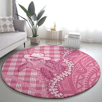 Pink Hawaii Palaka Cowboy Turtle Round Carpet Hawaiian Paniolo Puakenikeni Maile Lei DT05 - Polynesian Pride