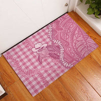 Pink Hawaii Palaka Cowboy Turtle Rubber Doormat Hawaiian Paniolo Puakenikeni Maile Lei DT05 - Polynesian Pride