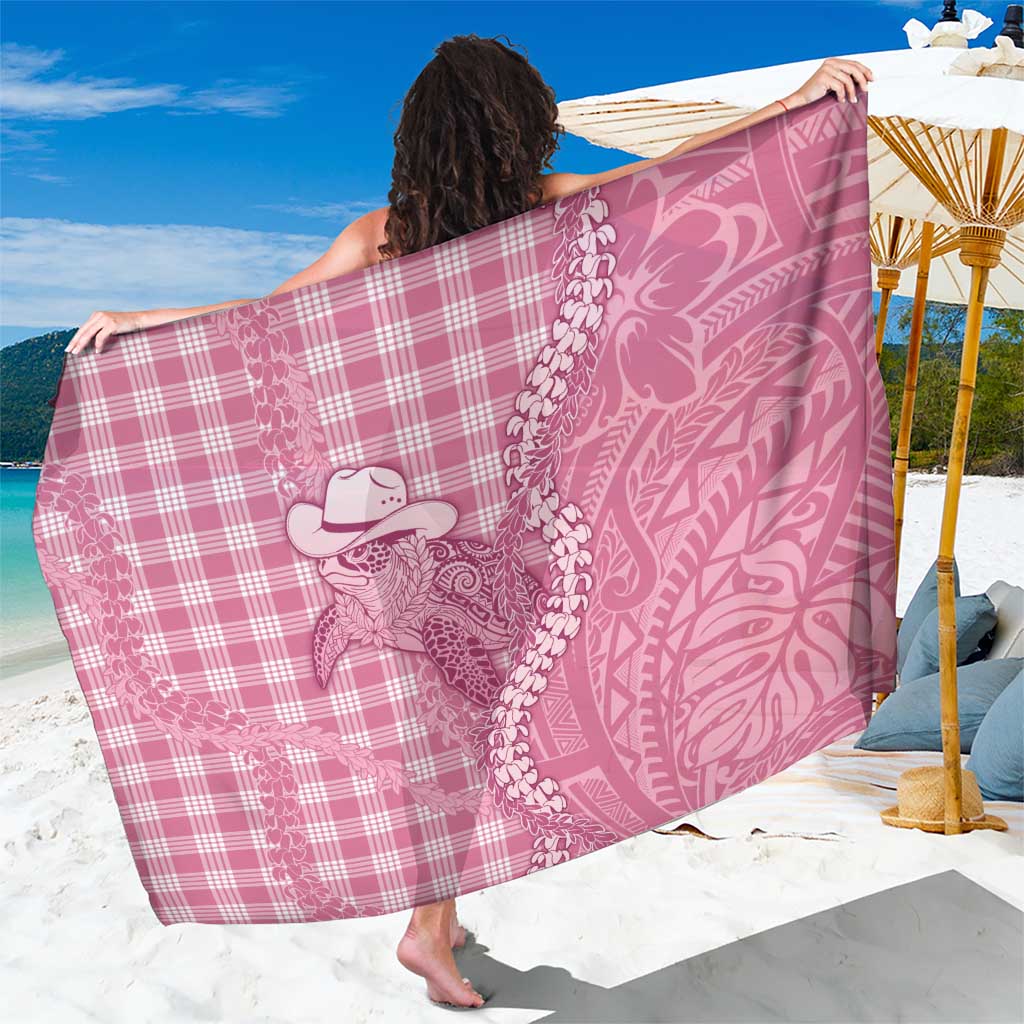 Pink Hawaii Palaka Cowboy Turtle Sarong Hawaiian Paniolo Puakenikeni Maile Lei DT05 One Size 44 x 66 inches Pink - Polynesian Pride