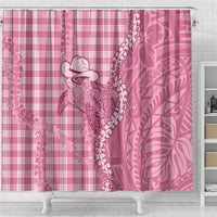 Pink Hawaii Palaka Cowboy Turtle Shower Curtain Hawaiian Paniolo Puakenikeni Maile Lei DT05 - Polynesian Pride