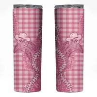 Pink Hawaii Palaka Cowboy Turtle Skinny Tumbler Hawaiian Paniolo Puakenikeni Maile Lei DT05 Pink - Polynesian Pride