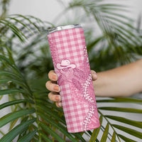 Pink Hawaii Palaka Cowboy Turtle Skinny Tumbler Hawaiian Paniolo Puakenikeni Maile Lei DT05 - Polynesian Pride