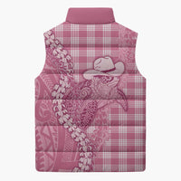 Pink Hawaii Palaka Cowboy Turtle Sleeveless Puffer Jacket Hawaiian Paniolo Puakenikeni Maile Lei DT05 - Polynesian Pride
