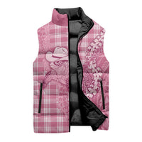Pink Hawaii Palaka Cowboy Turtle Sleeveless Puffer Jacket Hawaiian Paniolo Puakenikeni Maile Lei DT05 - Polynesian Pride