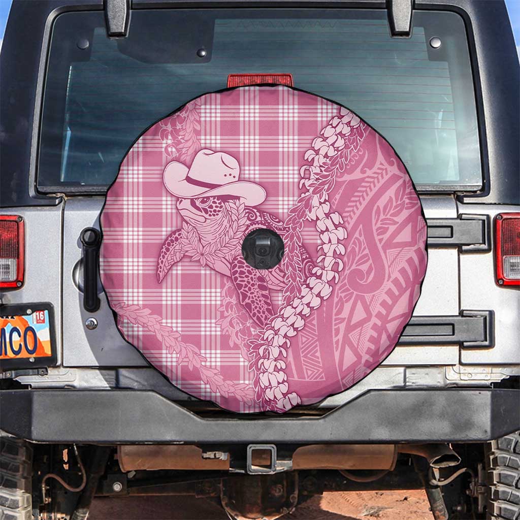 Pink Hawaii Palaka Cowboy Turtle Spare Tire Cover Hawaiian Paniolo Puakenikeni Maile Lei DT05 Pink - Polynesian Pride