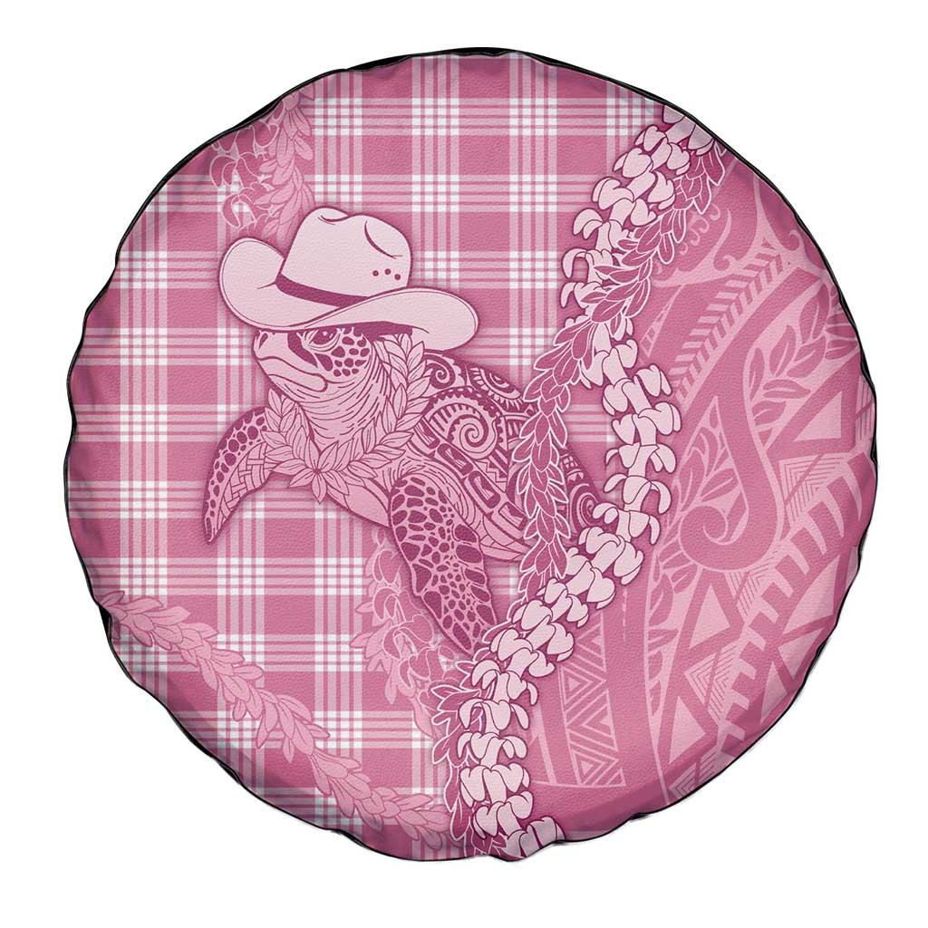 Pink Hawaii Palaka Cowboy Turtle Spare Tire Cover Hawaiian Paniolo Puakenikeni Maile Lei DT05 - Polynesian Pride