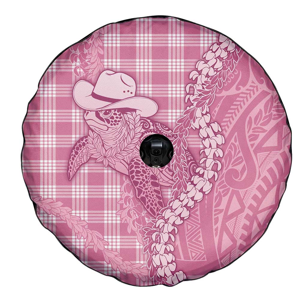 Pink Hawaii Palaka Cowboy Turtle Spare Tire Cover Hawaiian Paniolo Puakenikeni Maile Lei DT05 - Polynesian Pride