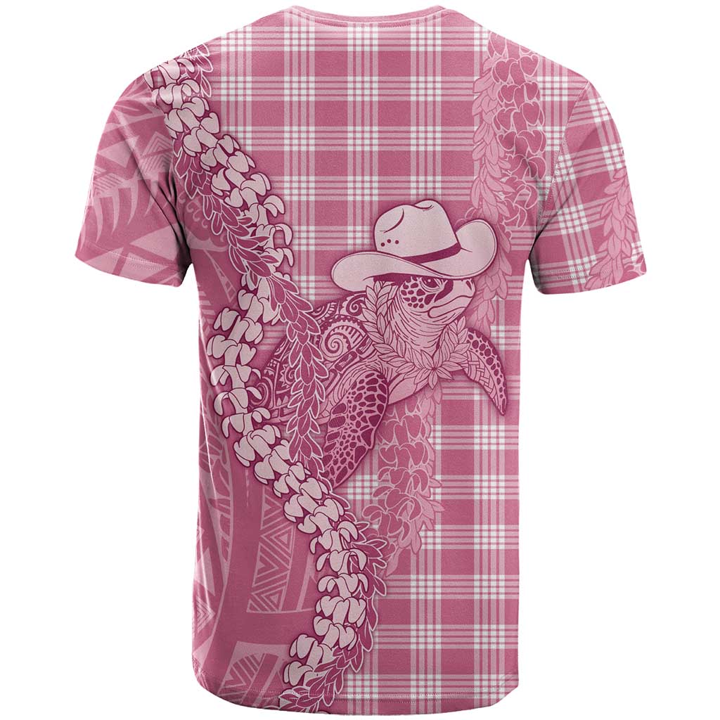 Pink Hawaii Palaka Cowboy Turtle T Shirt Hawaiian Paniolo Puakenikeni Maile Lei DT05 - Polynesian Pride