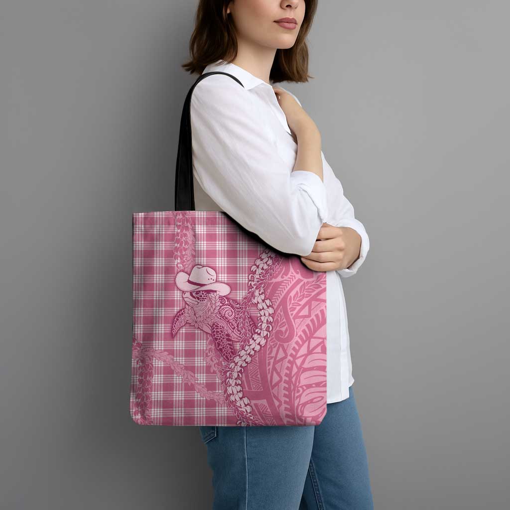 Pink Hawaii Palaka Cowboy Turtle Tote Bag Hawaiian Paniolo Puakenikeni Maile Lei DT05 - Polynesian Pride