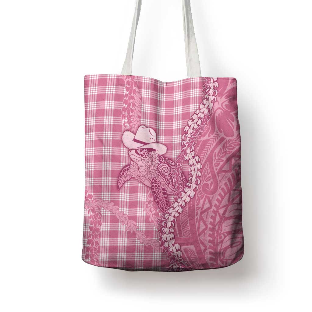 Pink Hawaii Palaka Cowboy Turtle Tote Bag Hawaiian Paniolo Puakenikeni Maile Lei DT05 - Polynesian Pride