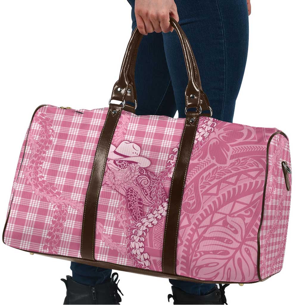 Pink Hawaii Palaka Cowboy Turtle Travel Bag Hawaiian Paniolo Puakenikeni Maile Lei DT05 - Polynesian Pride