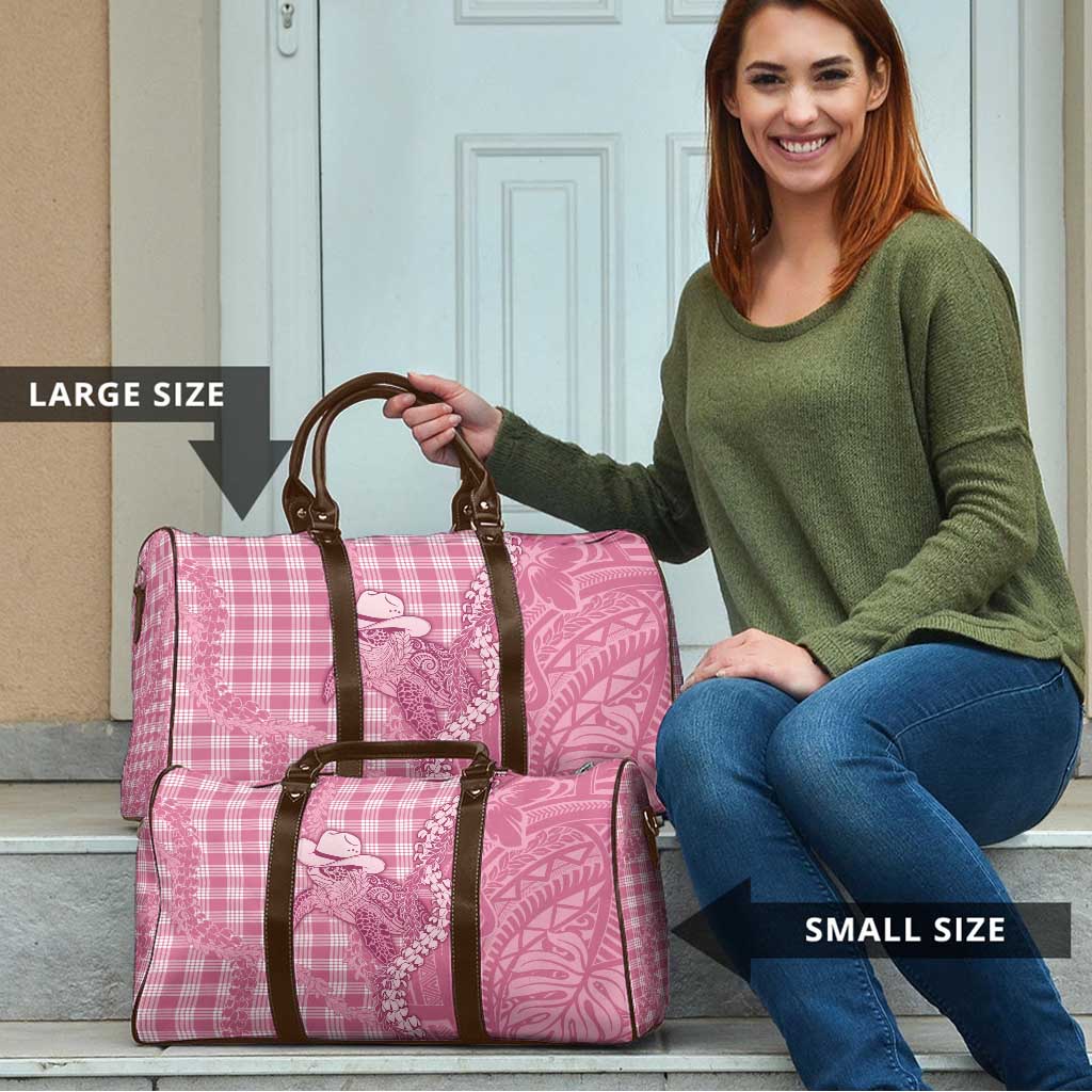 Pink Hawaii Palaka Cowboy Turtle Travel Bag Hawaiian Paniolo Puakenikeni Maile Lei DT05 - Polynesian Pride