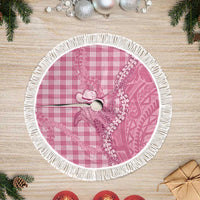 Pink Hawaii Palaka Cowboy Turtle Tree Skirt Hawaiian Paniolo Puakenikeni Maile Lei DT05 Fringed Pink - Polynesian Pride