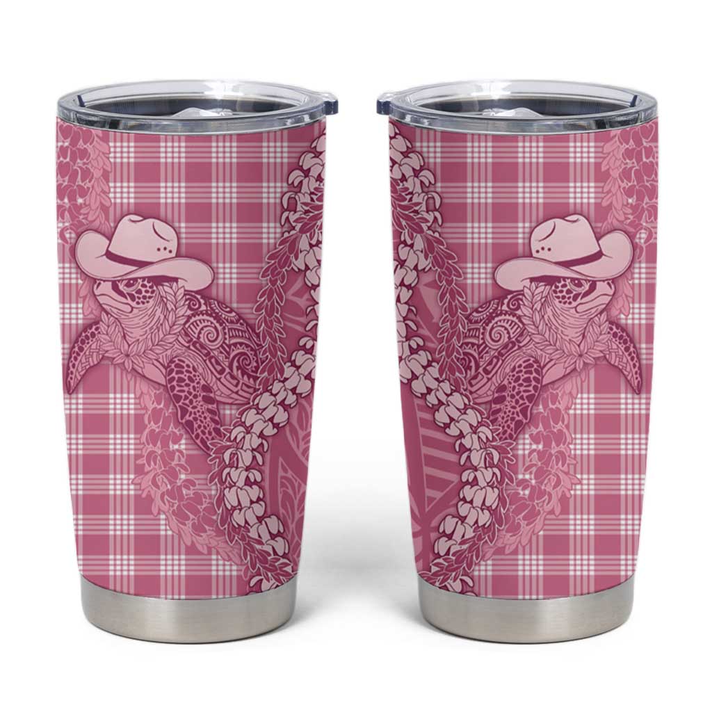Pink Hawaii Palaka Cowboy Turtle Tumbler Cup Hawaiian Paniolo Puakenikeni Maile Lei DT05 Pink - Polynesian Pride