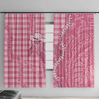 Pink Hawaii Palaka Cowboy Turtle Window Curtain Hawaiian Paniolo Puakenikeni Maile Lei DT05 With Hooks Pink - Polynesian Pride