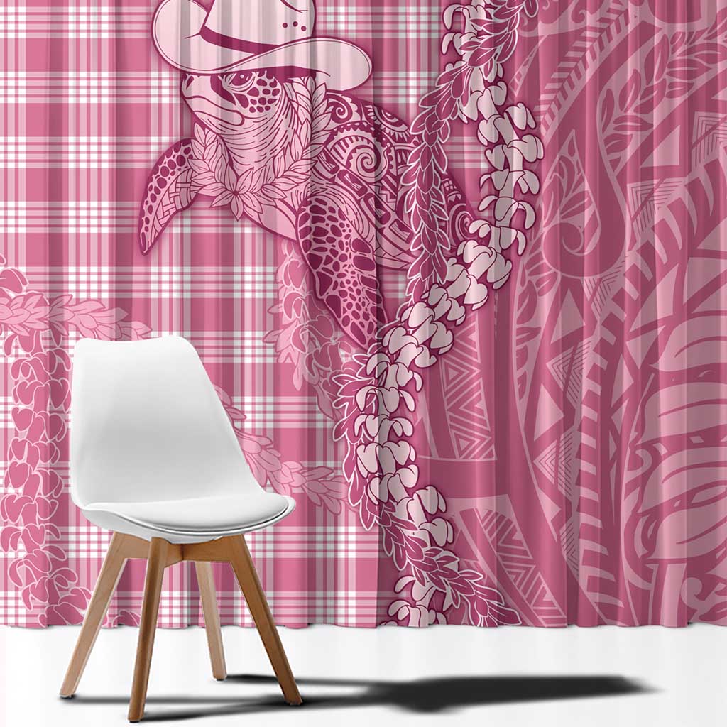 Pink Hawaii Palaka Cowboy Turtle Window Curtain Hawaiian Paniolo Puakenikeni Maile Lei DT05 - Polynesian Pride