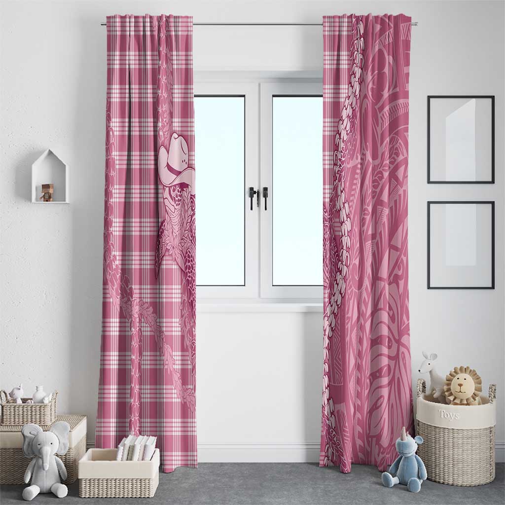 Pink Hawaii Palaka Cowboy Turtle Window Curtain Hawaiian Paniolo Puakenikeni Maile Lei DT05 - Polynesian Pride