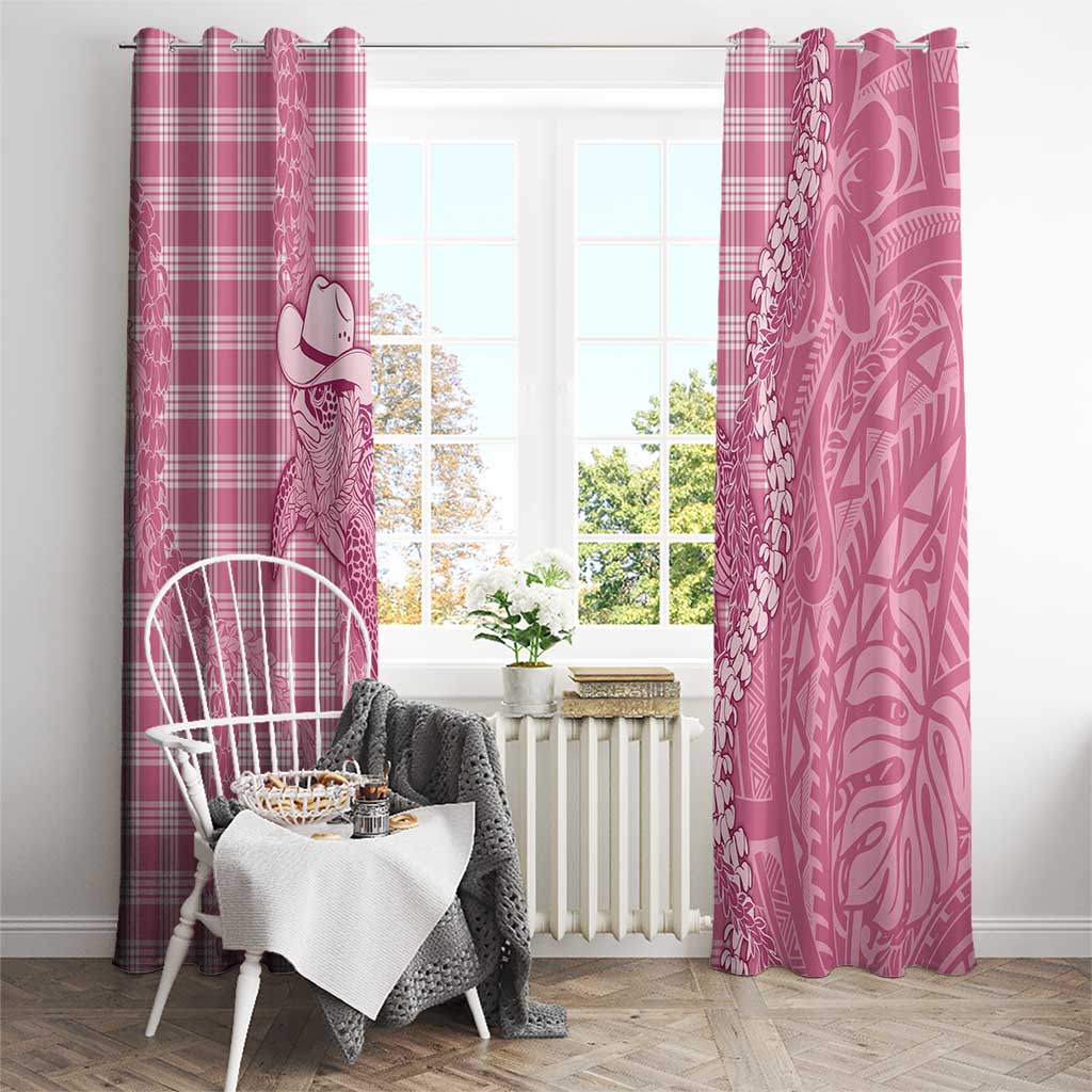 Pink Hawaii Palaka Cowboy Turtle Window Curtain Hawaiian Paniolo Puakenikeni Maile Lei DT05 - Polynesian Pride