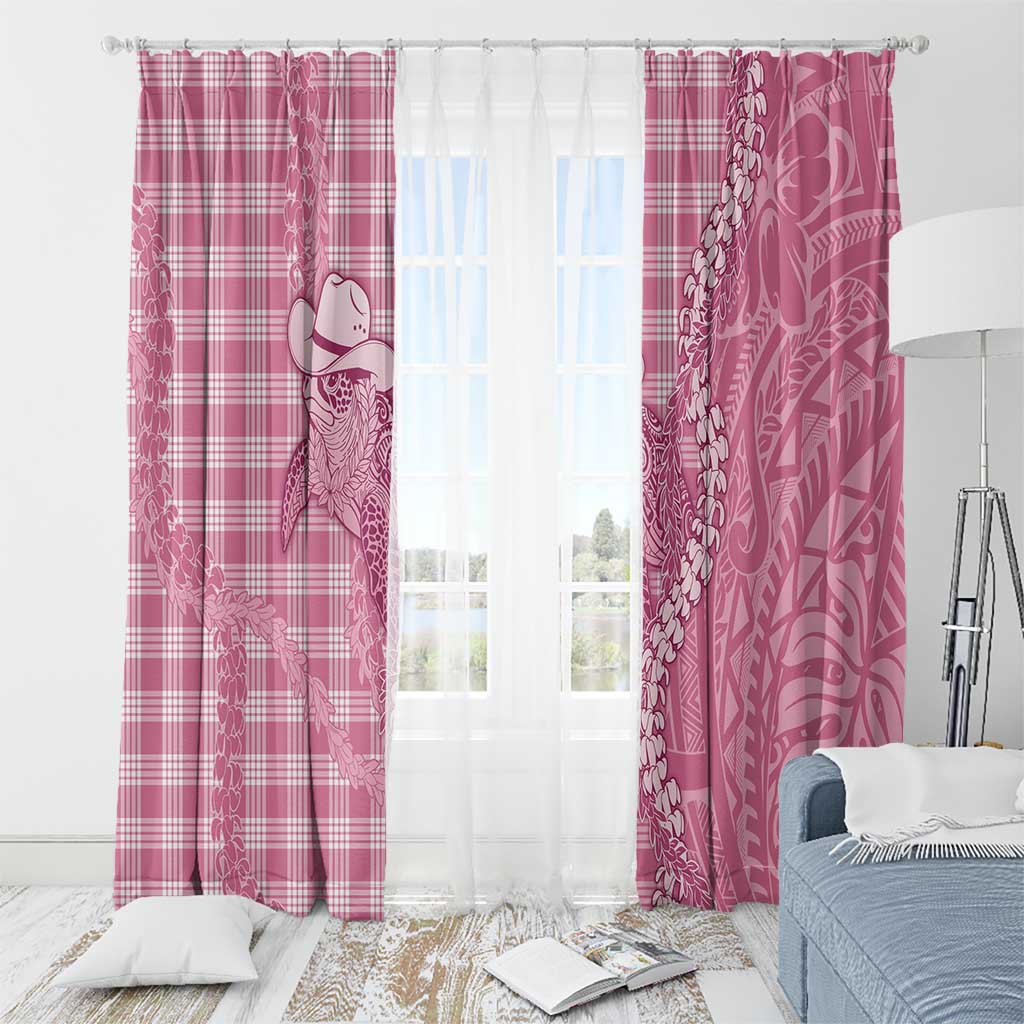 Pink Hawaii Palaka Cowboy Turtle Window Curtain Hawaiian Paniolo Puakenikeni Maile Lei DT05 - Polynesian Pride