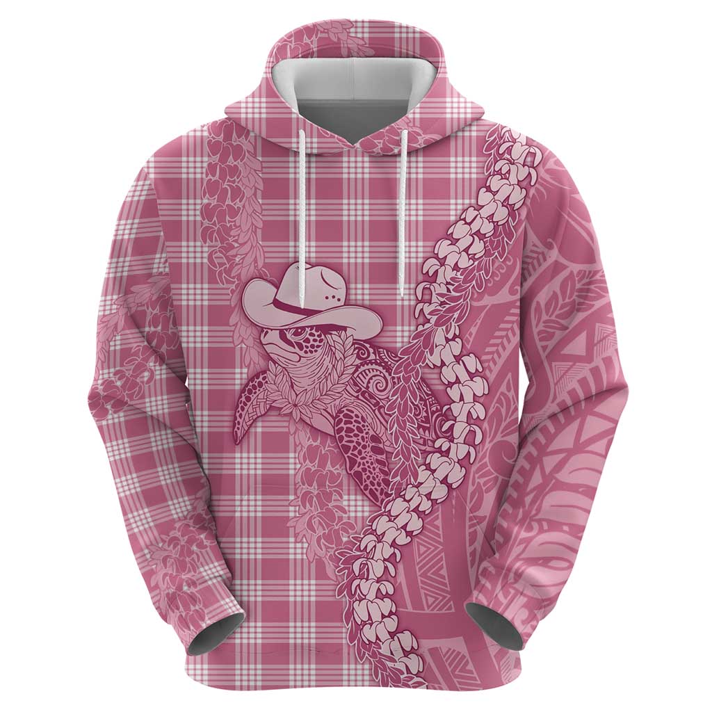 Pink Hawaii Palaka Cowboy Turtle Zip Hoodie Hawaiian Paniolo Puakenikeni Maile Lei DT05 - Polynesian Pride