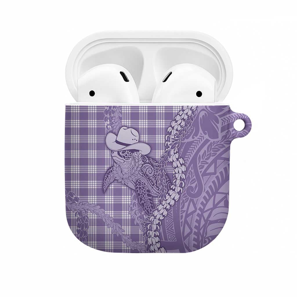 Purple Hawaii Palaka Cowboy Turtle AirPods Case Hawaiian Paniolo Puakenikeni Maile Lei DT05 Purple - Polynesian Pride