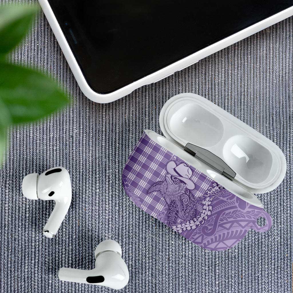Purple Hawaii Palaka Cowboy Turtle AirPods Case Hawaiian Paniolo Puakenikeni Maile Lei DT05 - Polynesian Pride
