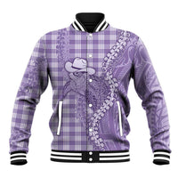 Purple Hawaii Palaka Cowboy Turtle Baseball Jacket Hawaiian Paniolo Puakenikeni Maile Lei DT05 Unisex Purple - Polynesian Pride