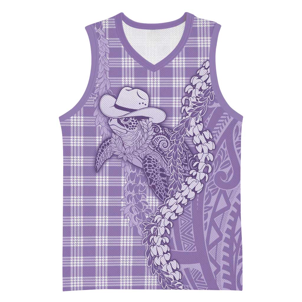 Purple Hawaii Palaka Cowboy Turtle Basketball Jersey Hawaiian Paniolo Puakenikeni Maile Lei DT05 Unisex Purple - Polynesian Pride