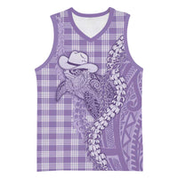 Purple Hawaii Palaka Cowboy Turtle Basketball Jersey Hawaiian Paniolo Puakenikeni Maile Lei DT05 Unisex Purple - Polynesian Pride